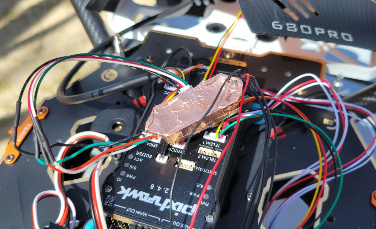 Shielded LiDAR moved close to flight controller