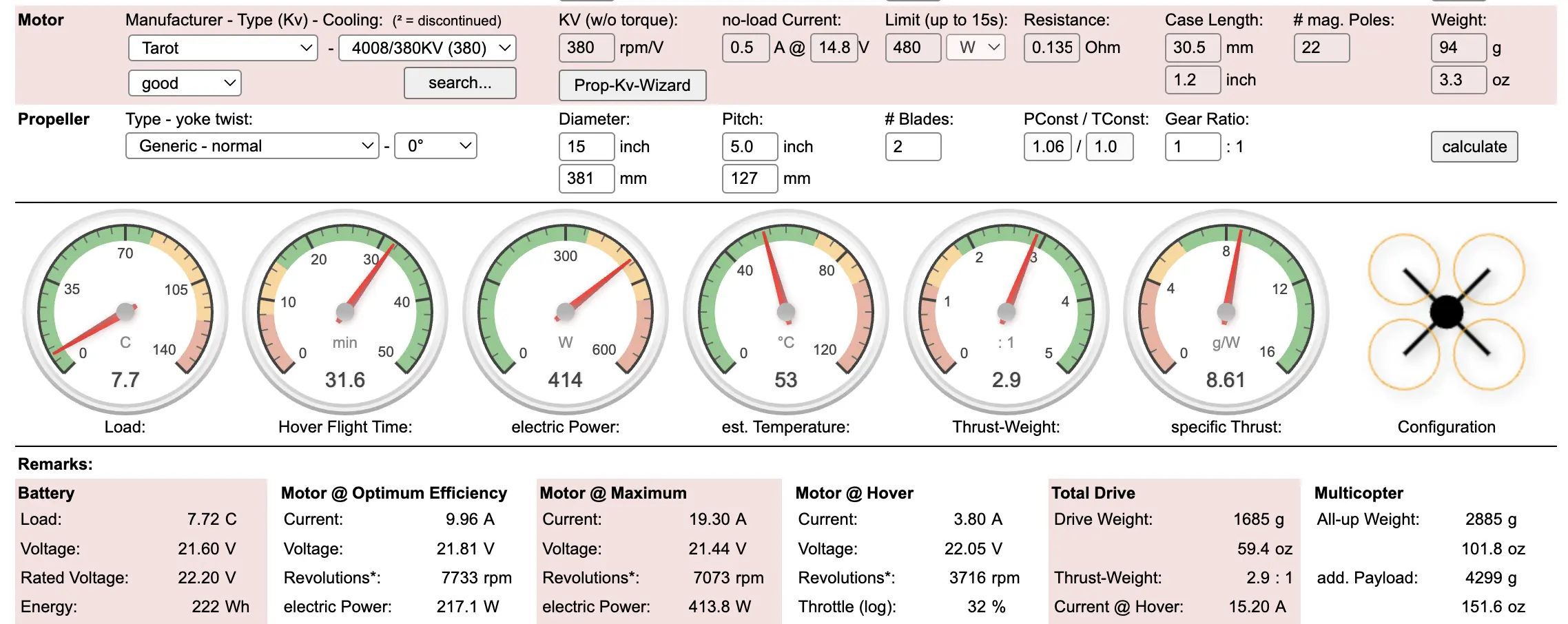 Build Drones: Tarot 650 eCalc Simulations and Motor Selection