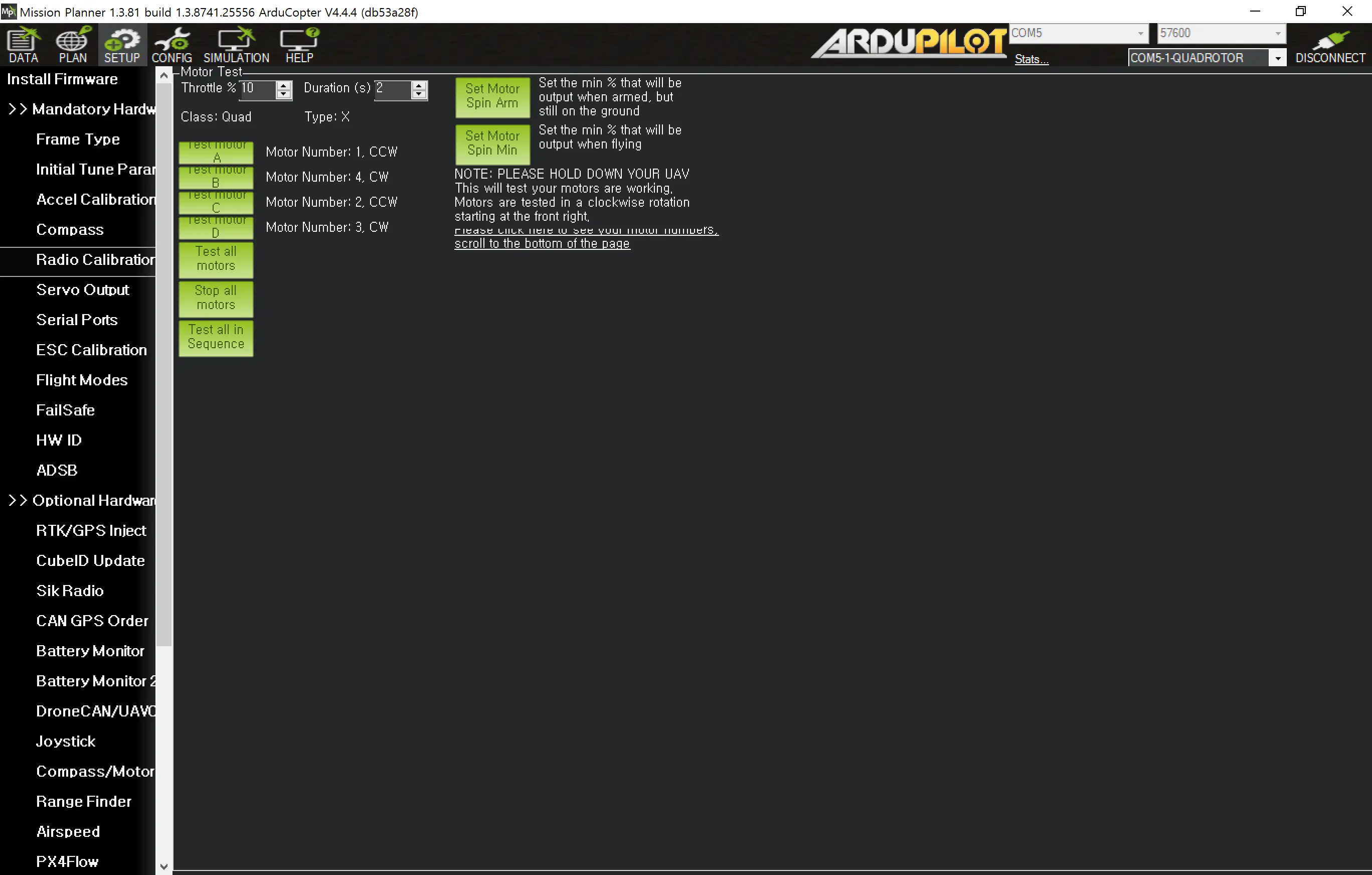 Motor Test GUI