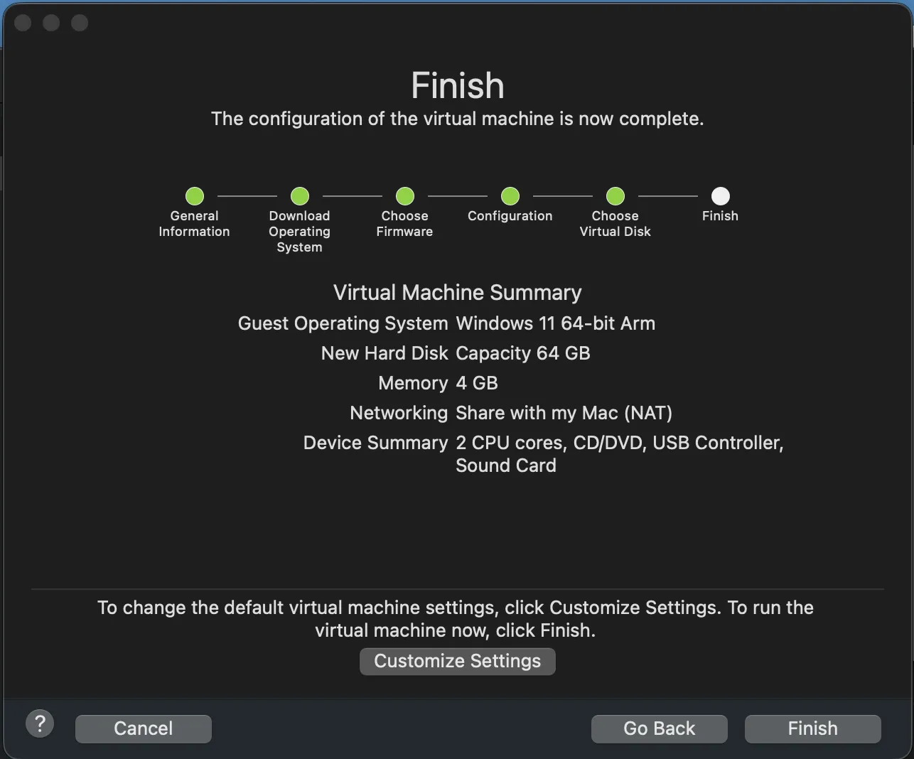 Finish Setup