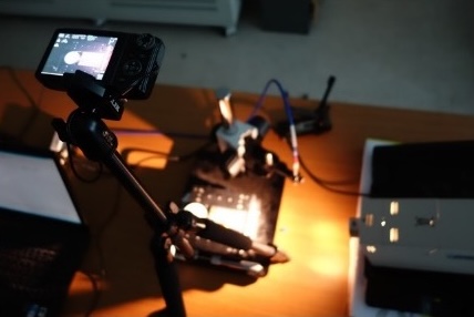 Lab setup with color checker and halogen lamp